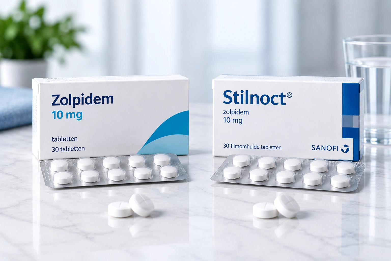Generiek medicijn en merkmedicijn naast elkaar als illustratie van de belangrijkste verschillen