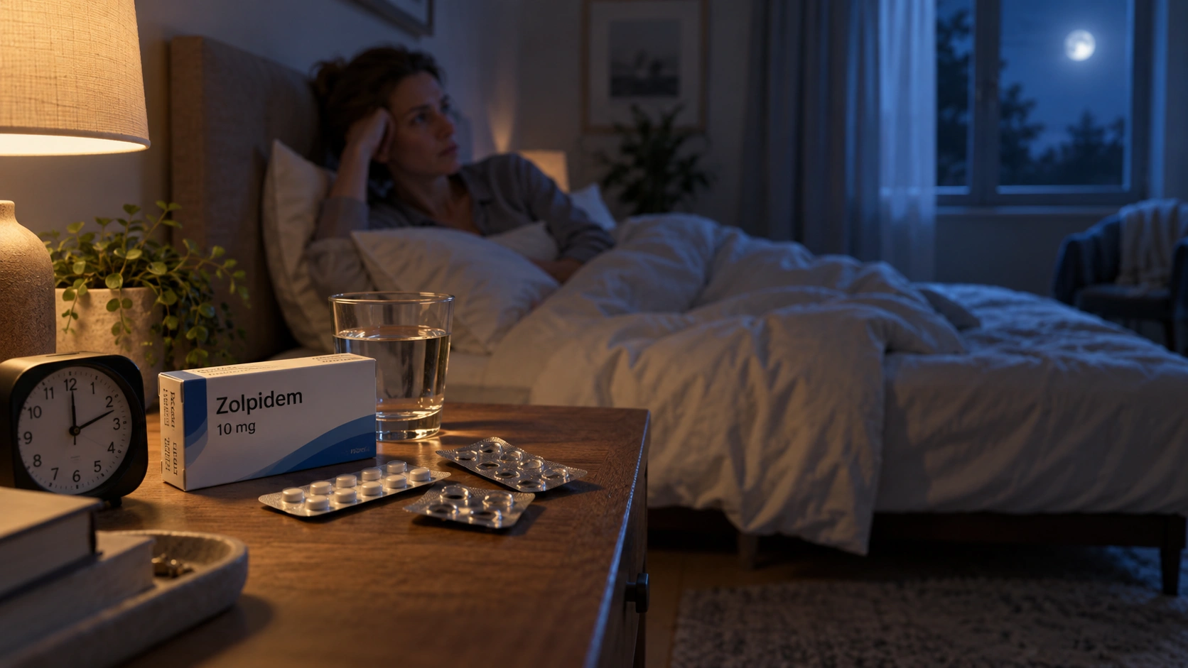 Zolpidem op het nachtkastje bij een persoon die wakker ligt als illustratie van gewenning en verminderde werking